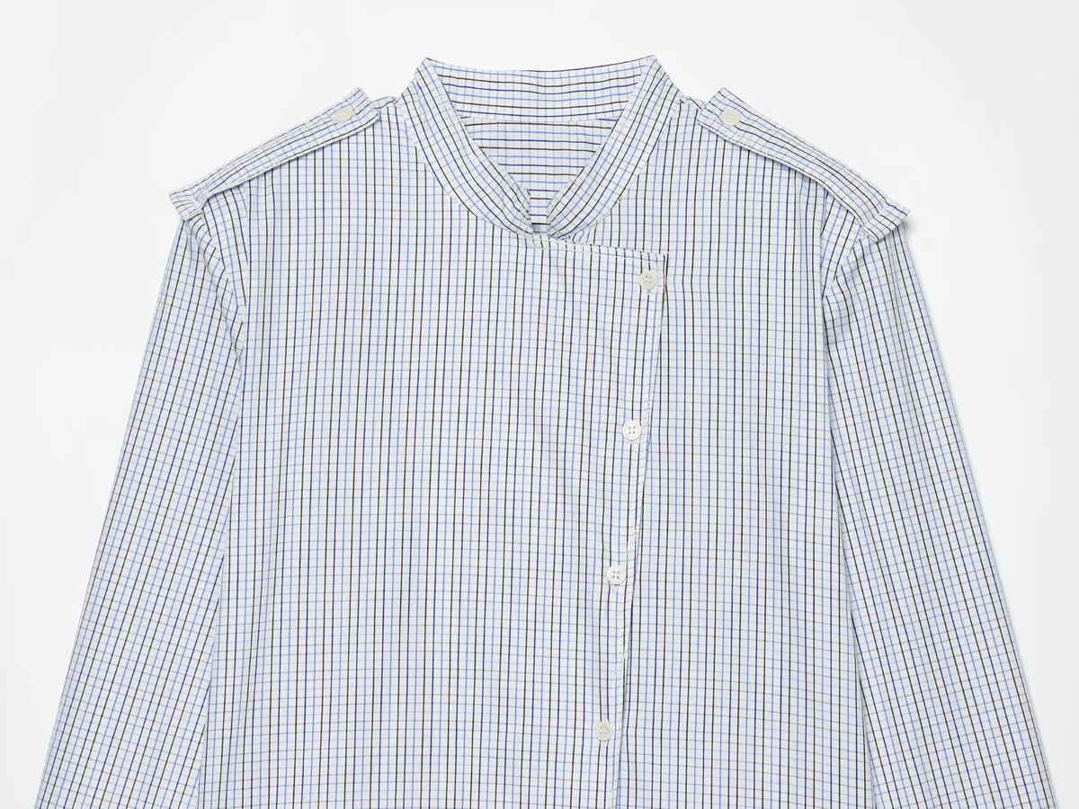 Women's with shoulder pads casual plaid shirt