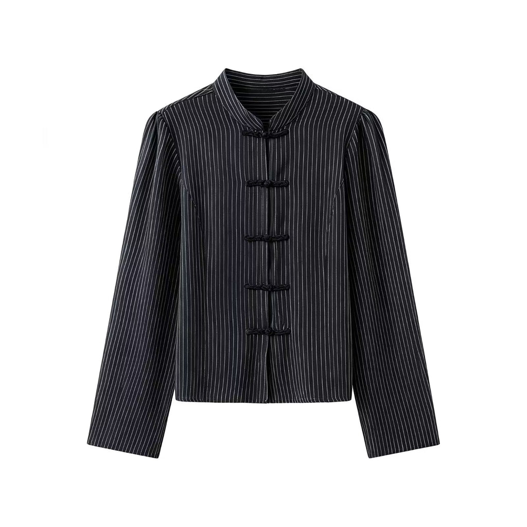 Women's casual slim short striped shirt