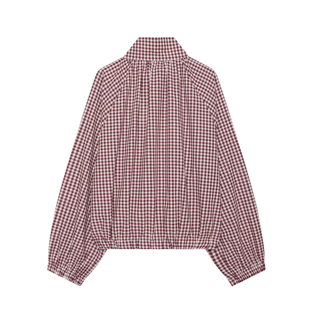 Women's with drawstring casual plaid Coat