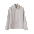Women's new fashion long sleeved lapel textured striped shirt