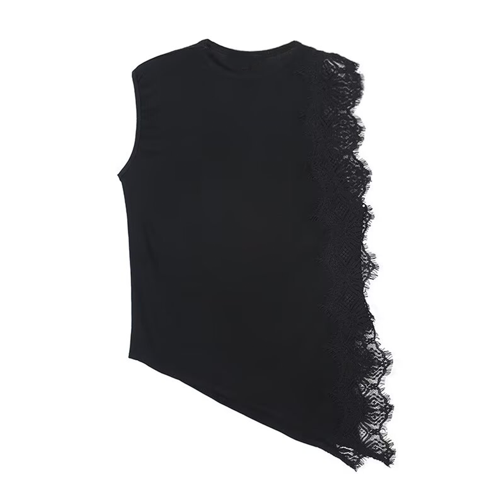 Women's lace detail sleeveless T-shirt top