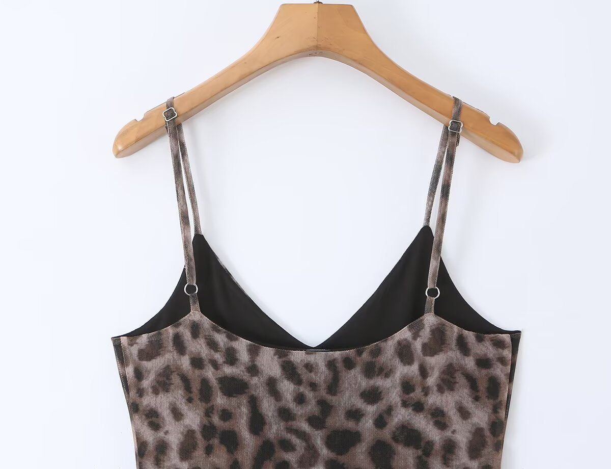 Women's elastic mesh suspender dress