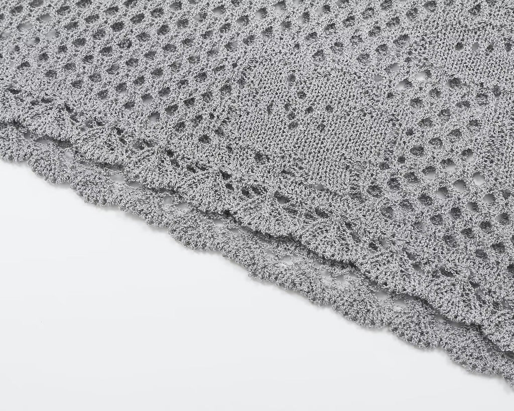 Women's round neck hollow knitted sweater