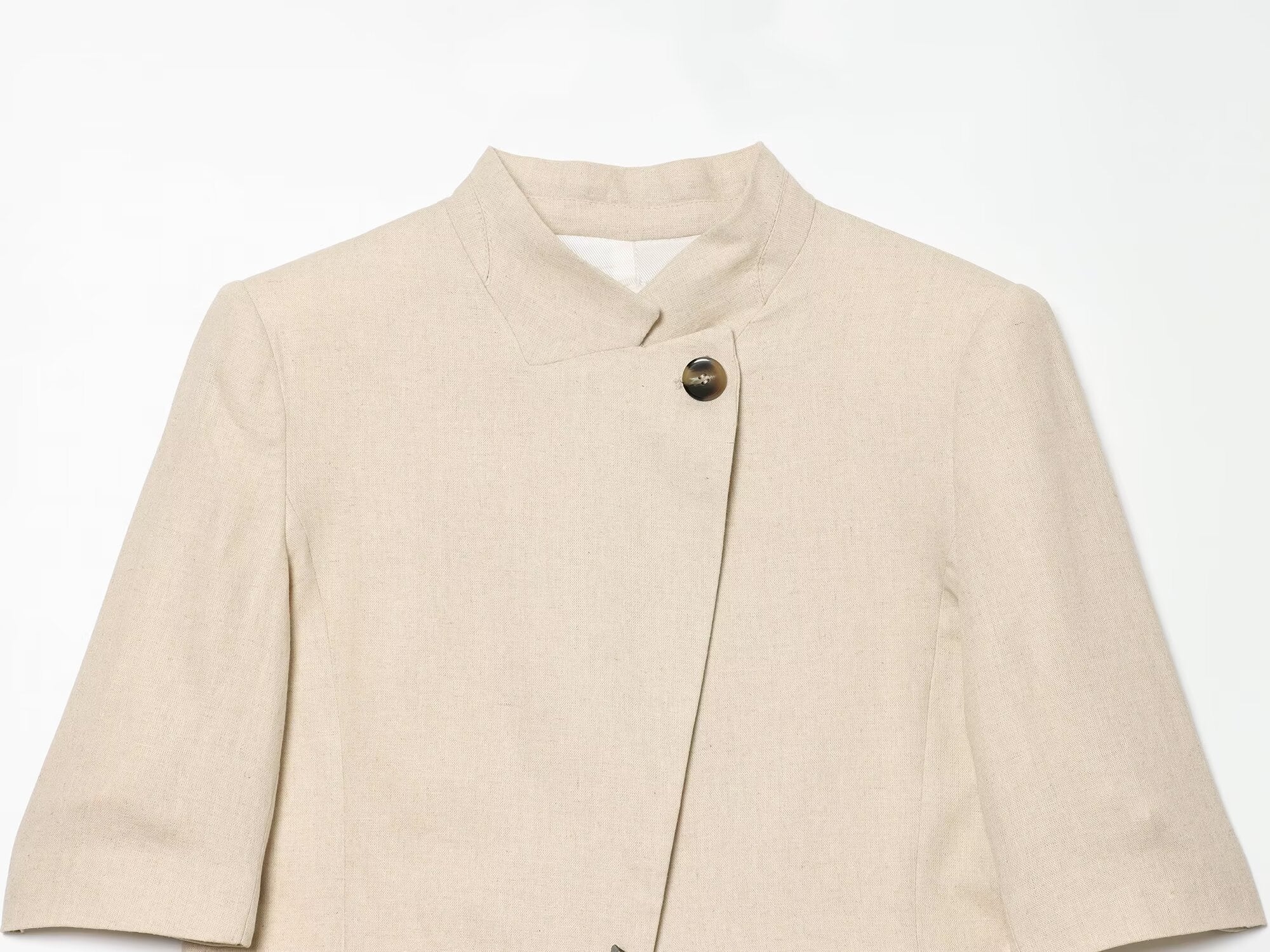 Women's short sleeved linen blend Blazer Coat
