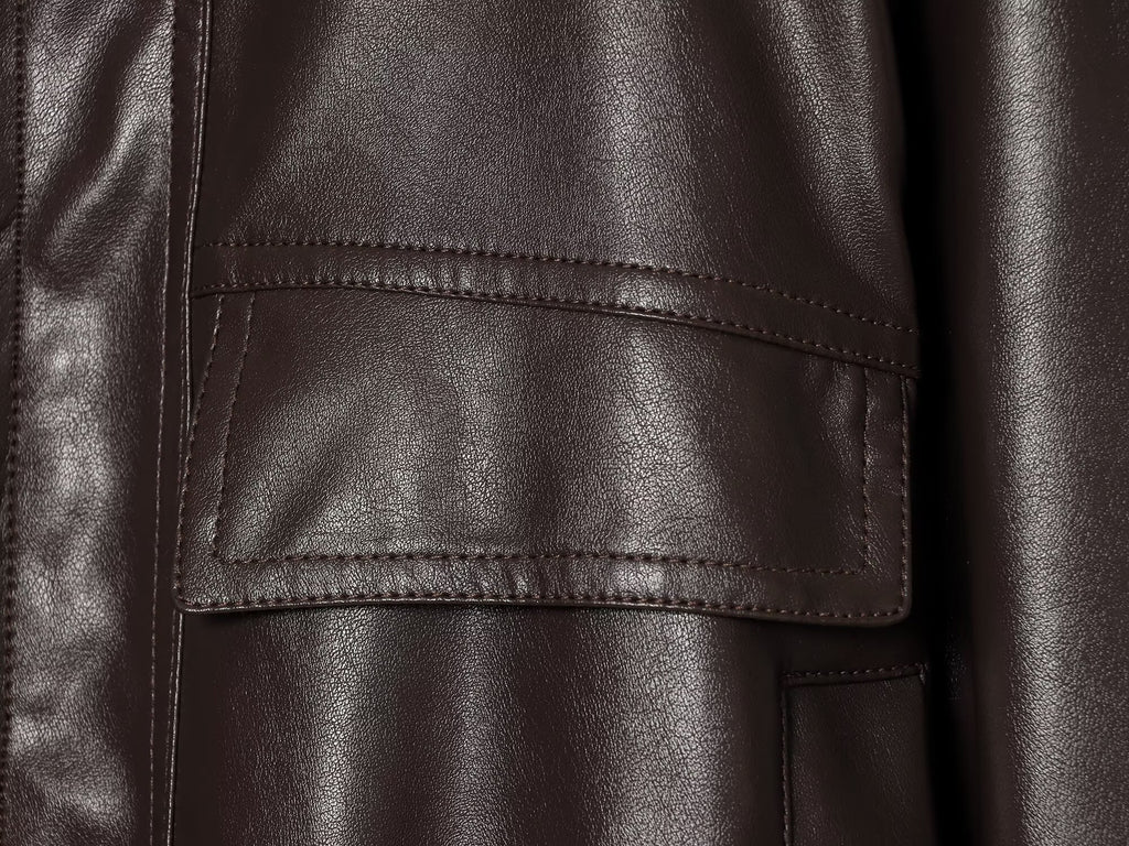 Women's casual short imitation leather jacket Coat
