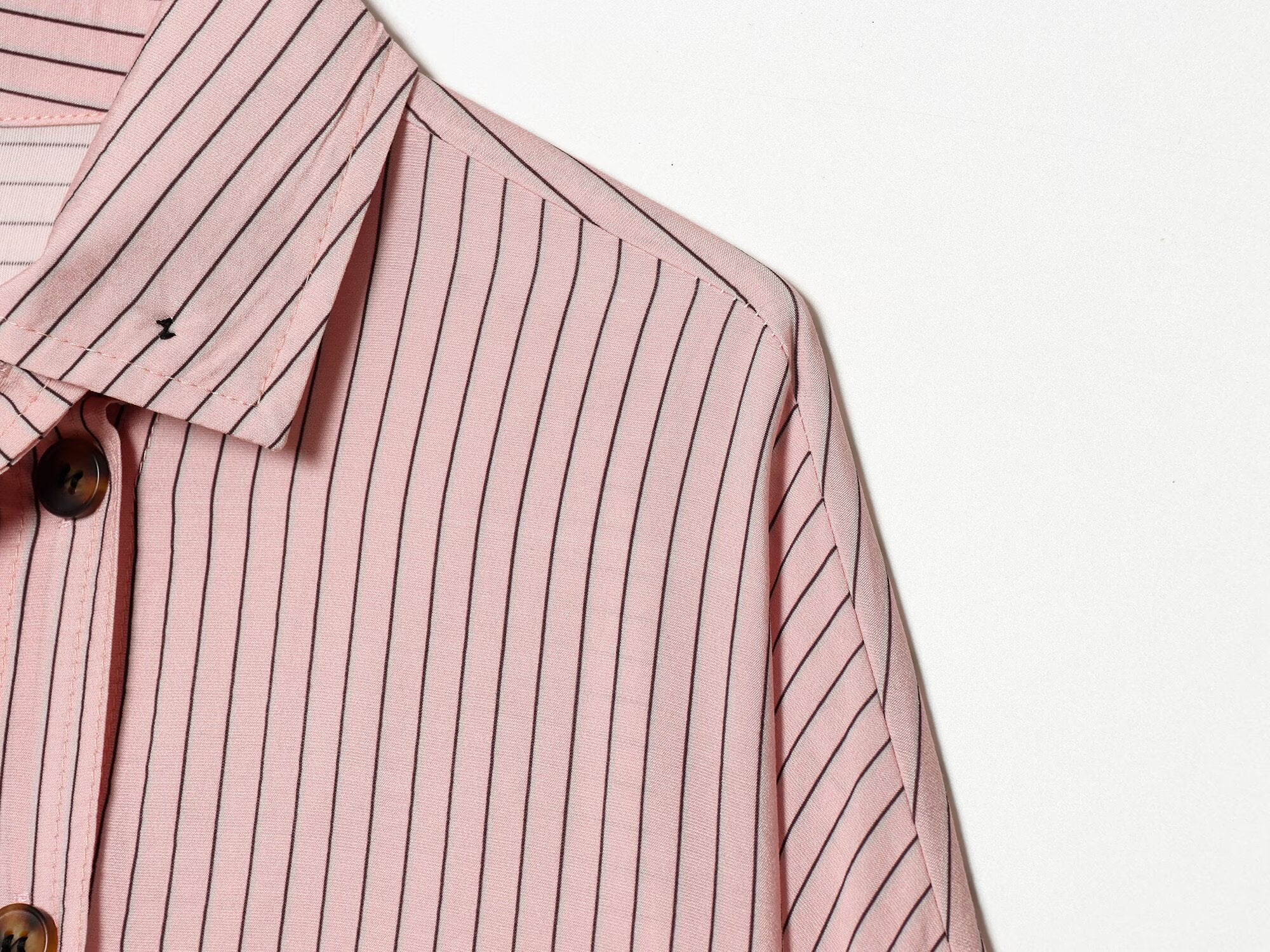 Women's loose striped high neck shirt