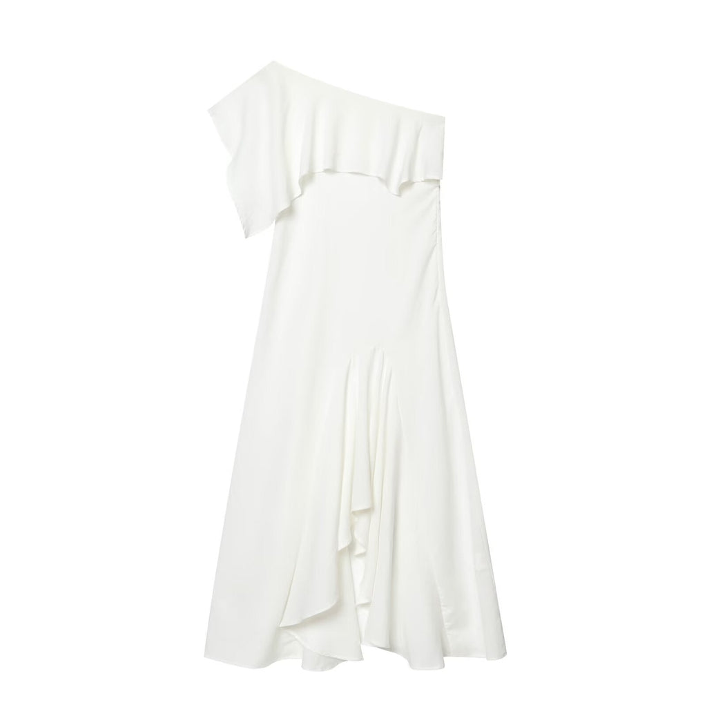 Women's linen blend asymmetrical dress