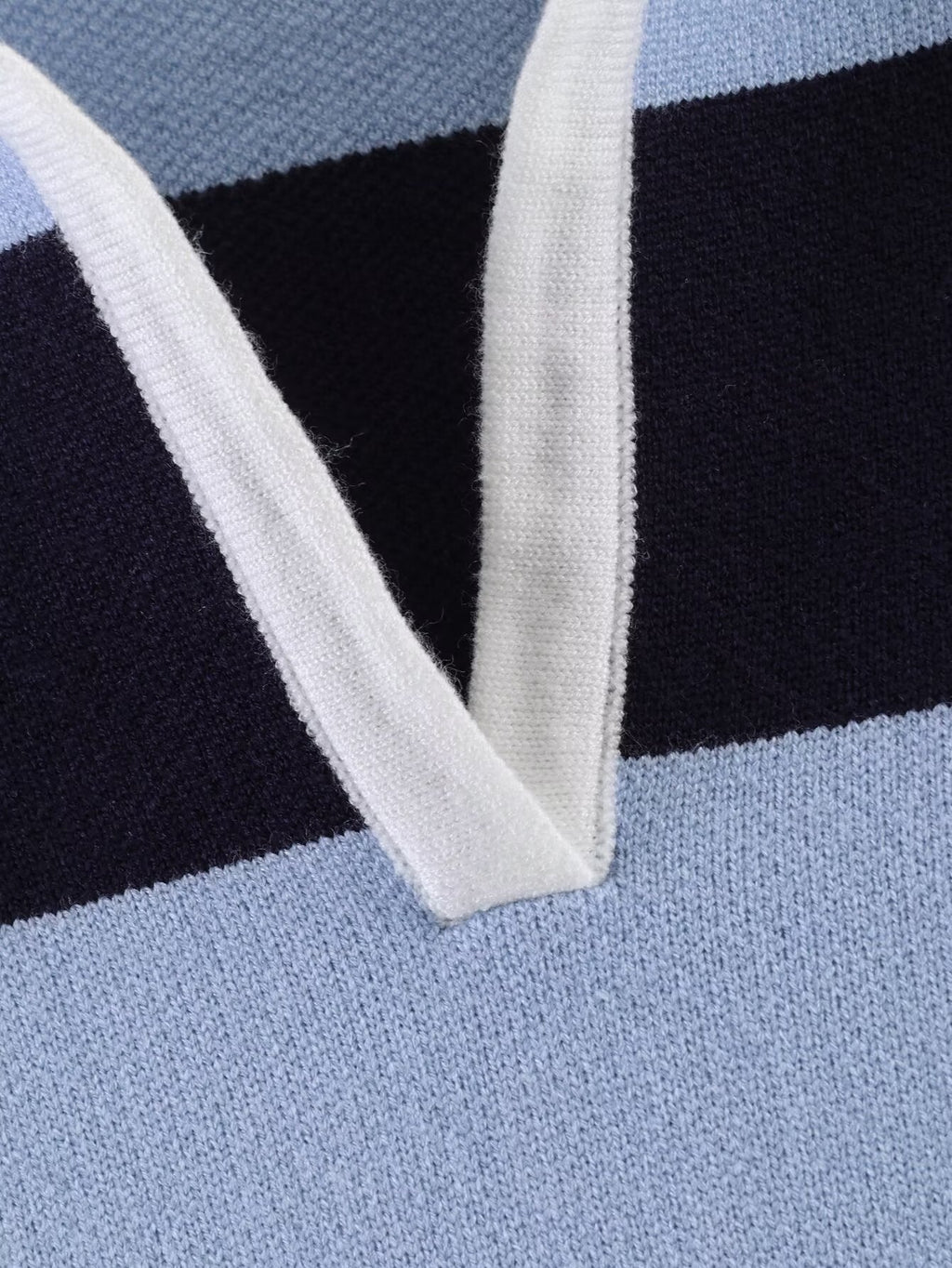 Women's striped polo shirt collar knit sweater
