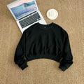 Women's Autumn New Casual Joker Cotton Short Navel Long Sleeve Blouse Leisure Sports Sweater