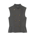 Women's Buckle decoration Ruffled vest style top