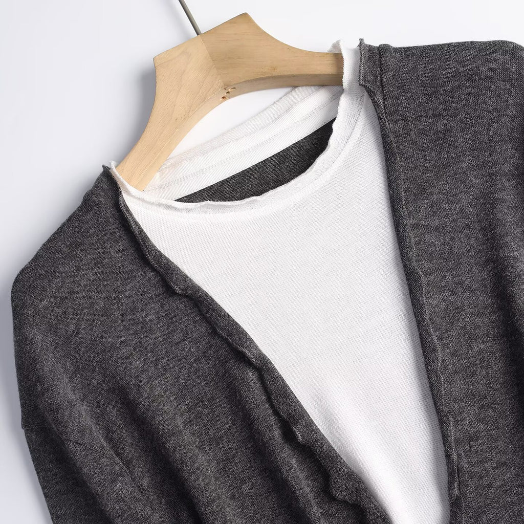 Women's casual color blocked long sleeved knitted top