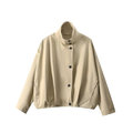Women's casual pleated stand collar flying jacket Coat