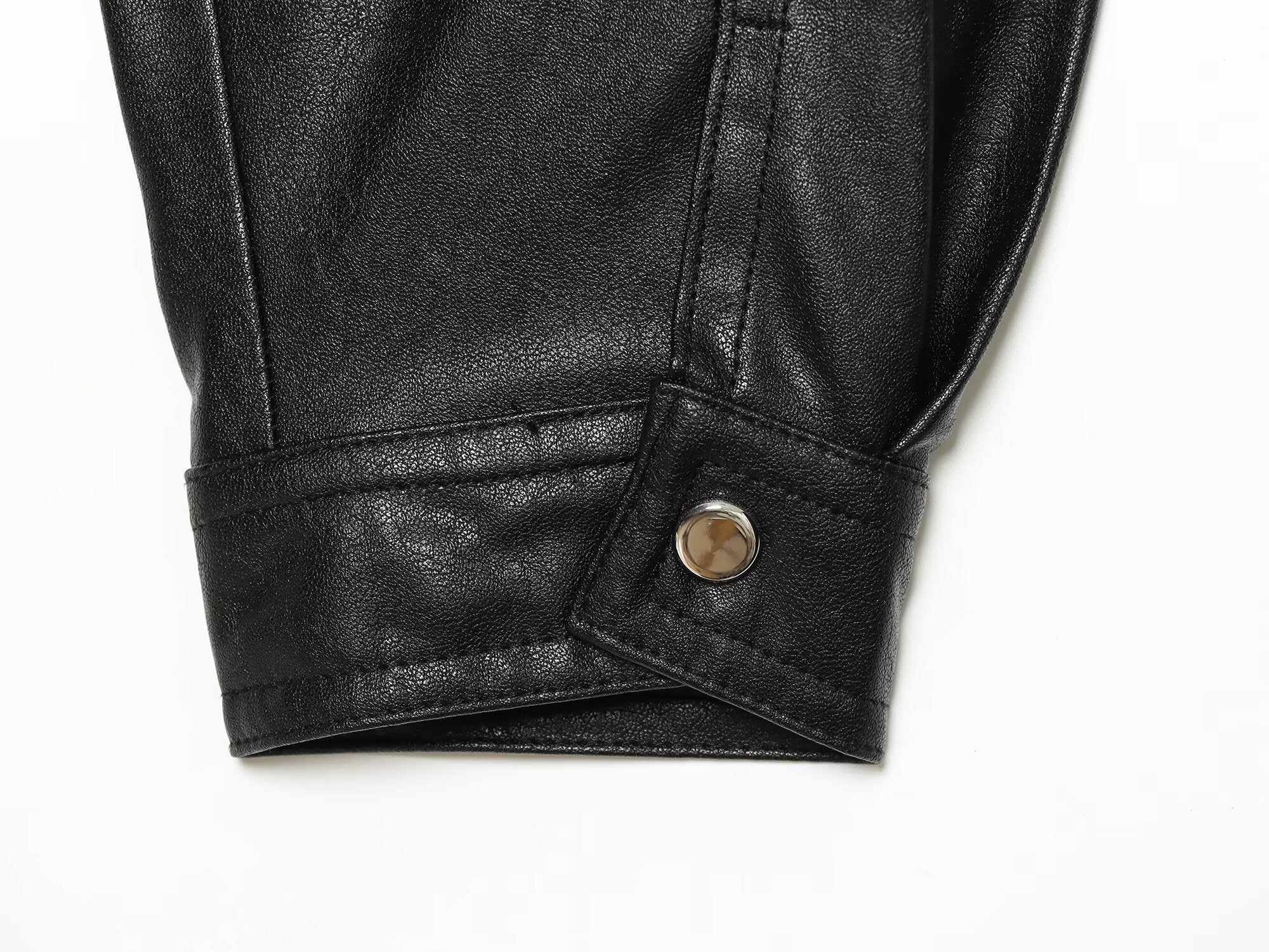 Women's Leather Effect Puff Sleeve Pilot Jacket Coat