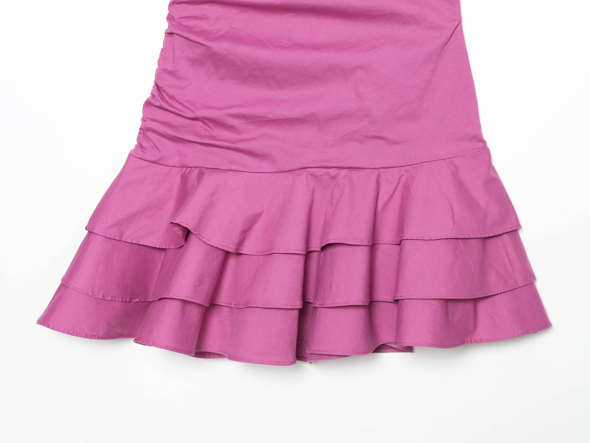 Women's layered decorative hanging neck poplin dress