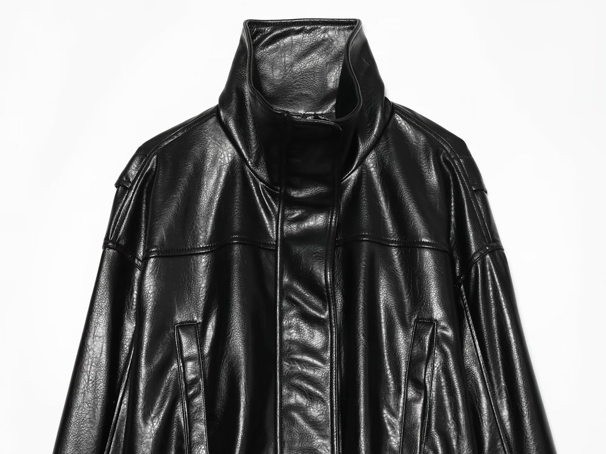 Women's leather effect pilot jacket Coat