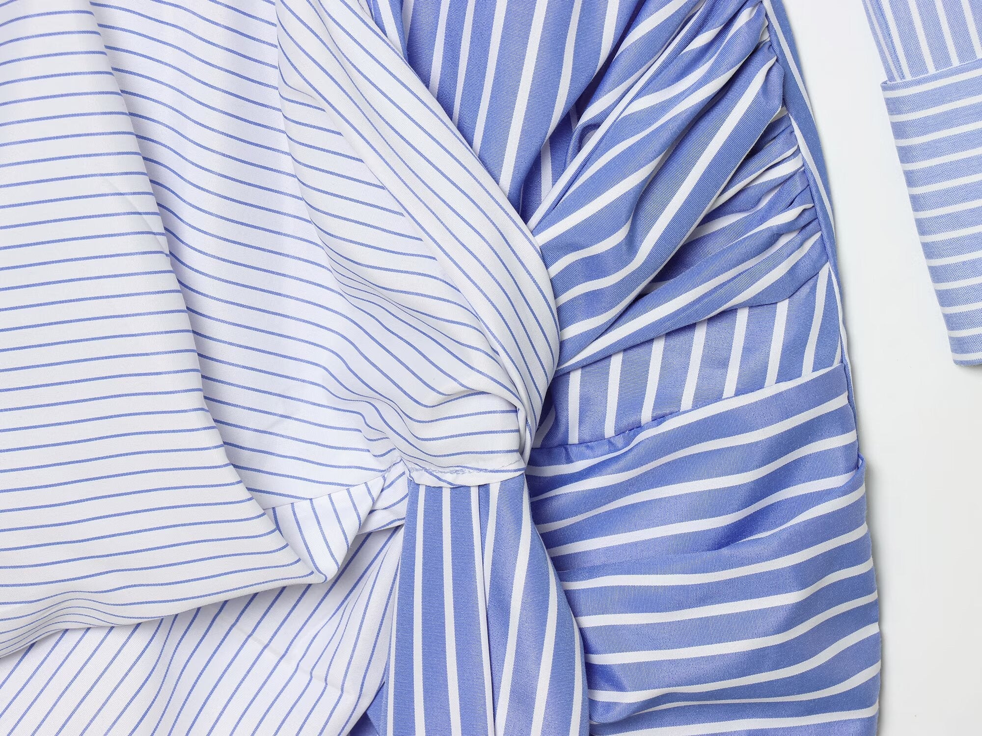 Women's knot decoration striped shirt style dress
