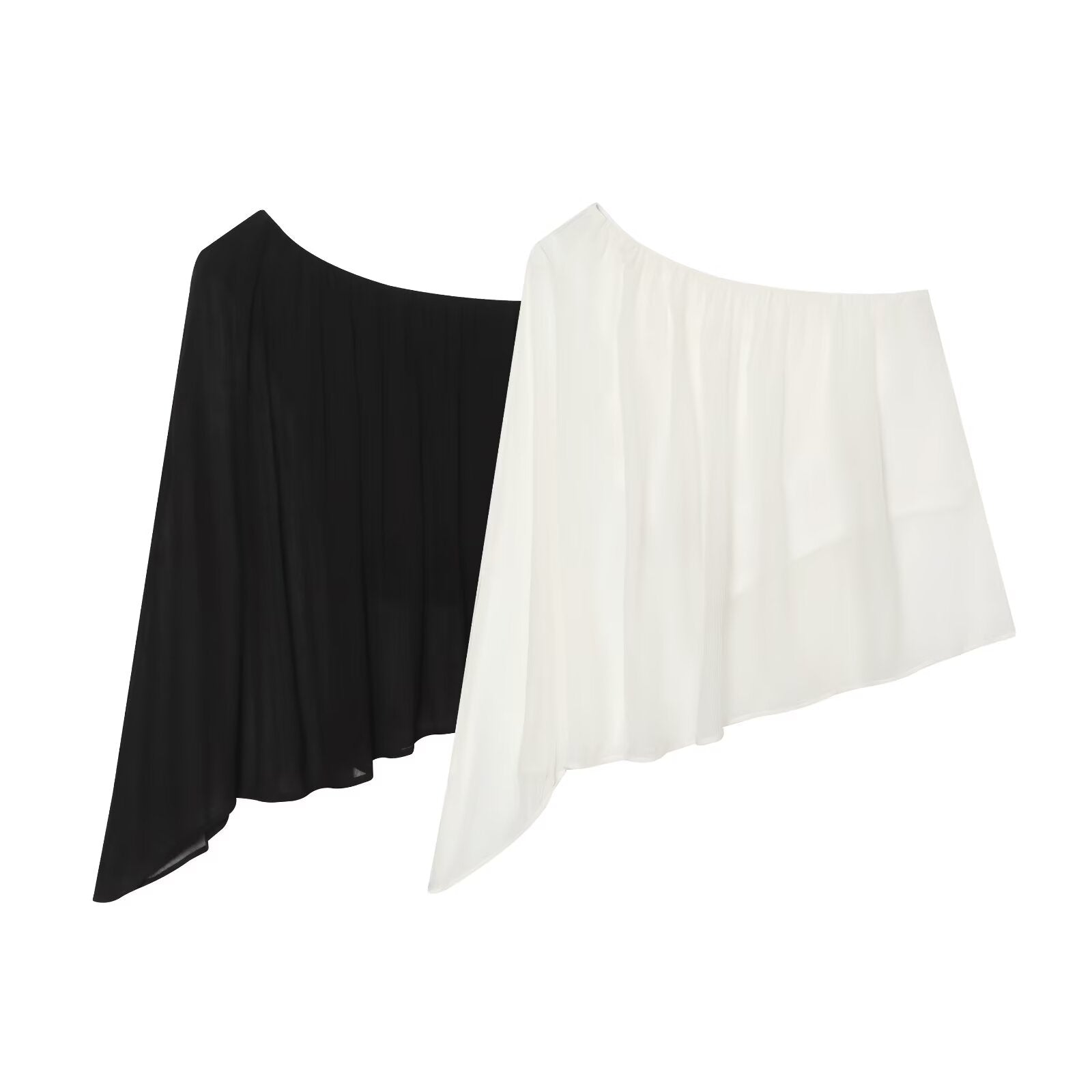 Women's loose sloping shoulder irregular top