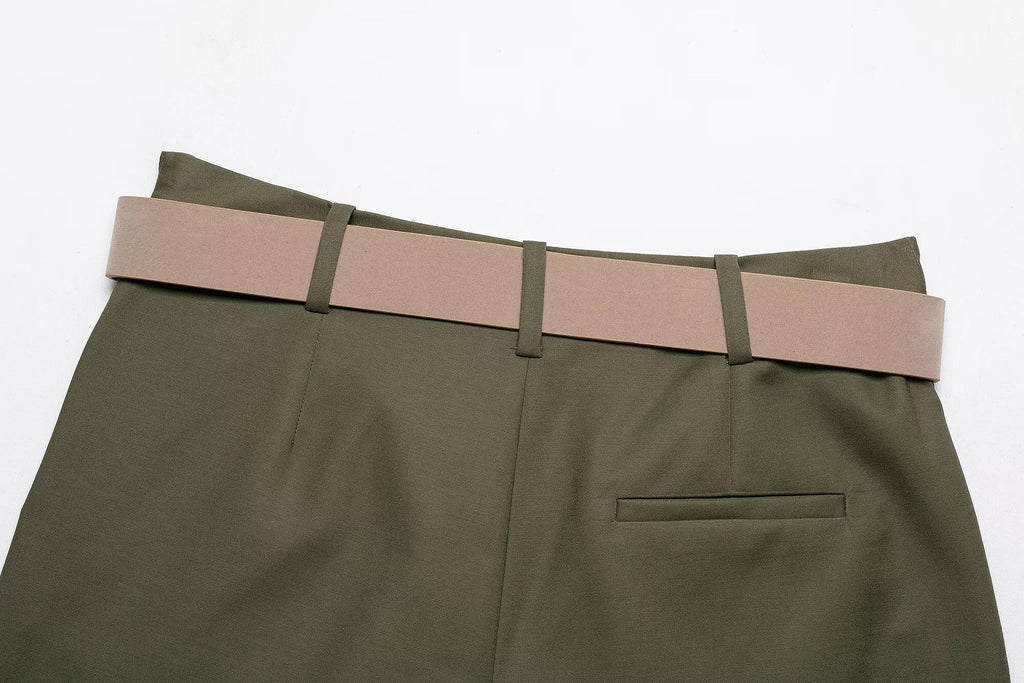 Women's with belt casual pleated culottes