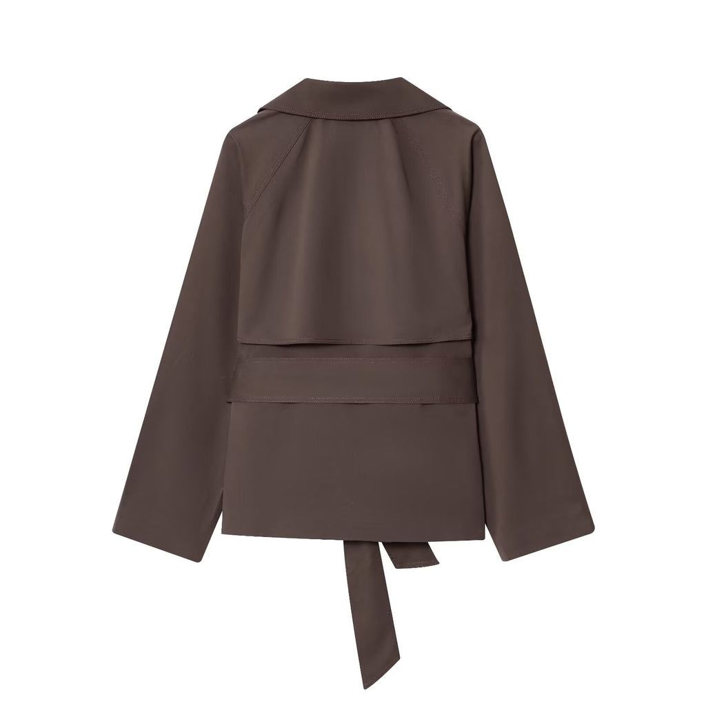 Women's with belt loose short windbreaker Coat