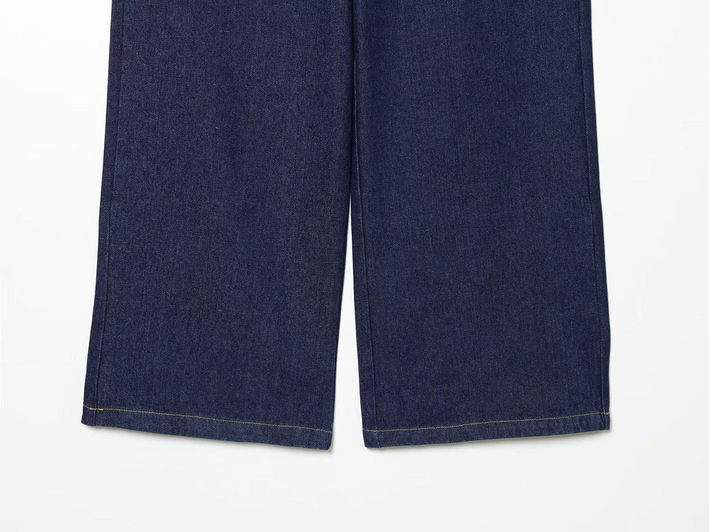 suit Women's 2 pieces comfortable high waisted wide leg jeans+denim shirt