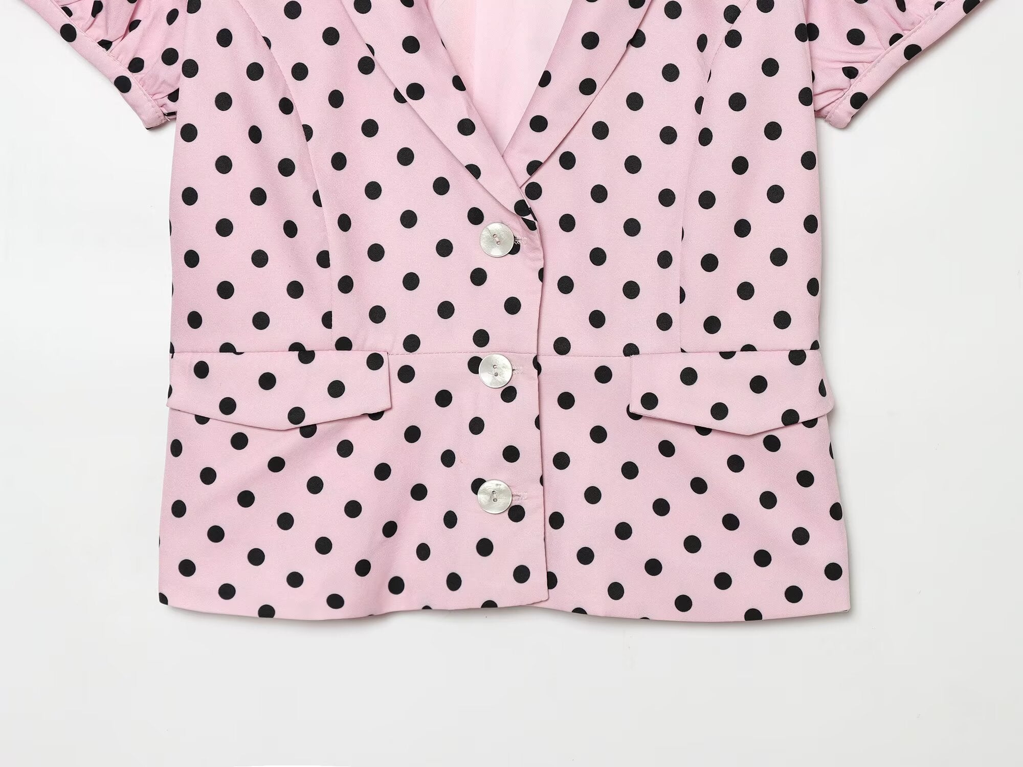 Women's slim polka dot short sleeved coat
