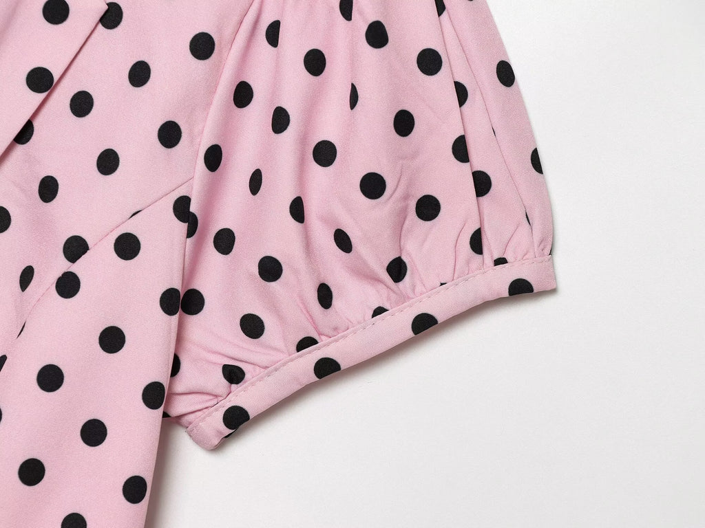 Women's slim polka dot short sleeved coat