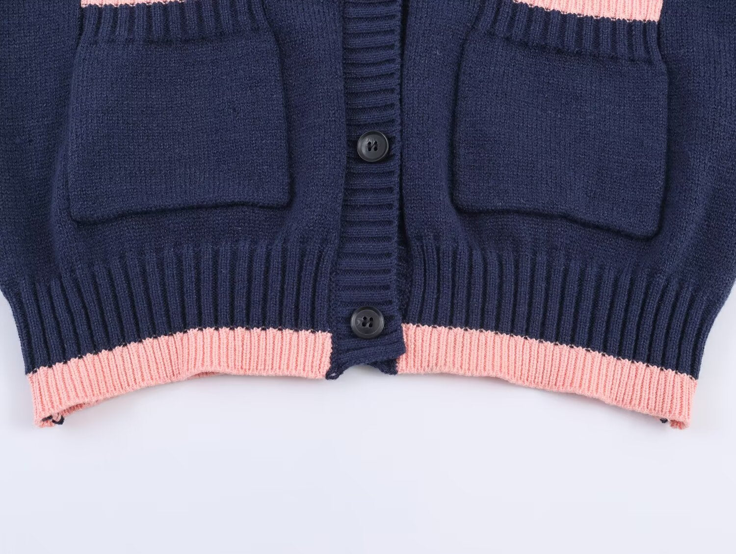 Women's O Neck short spliced knitted Coat