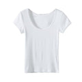 Women's new fashion lace edged O Neck short sleeved T-shirt