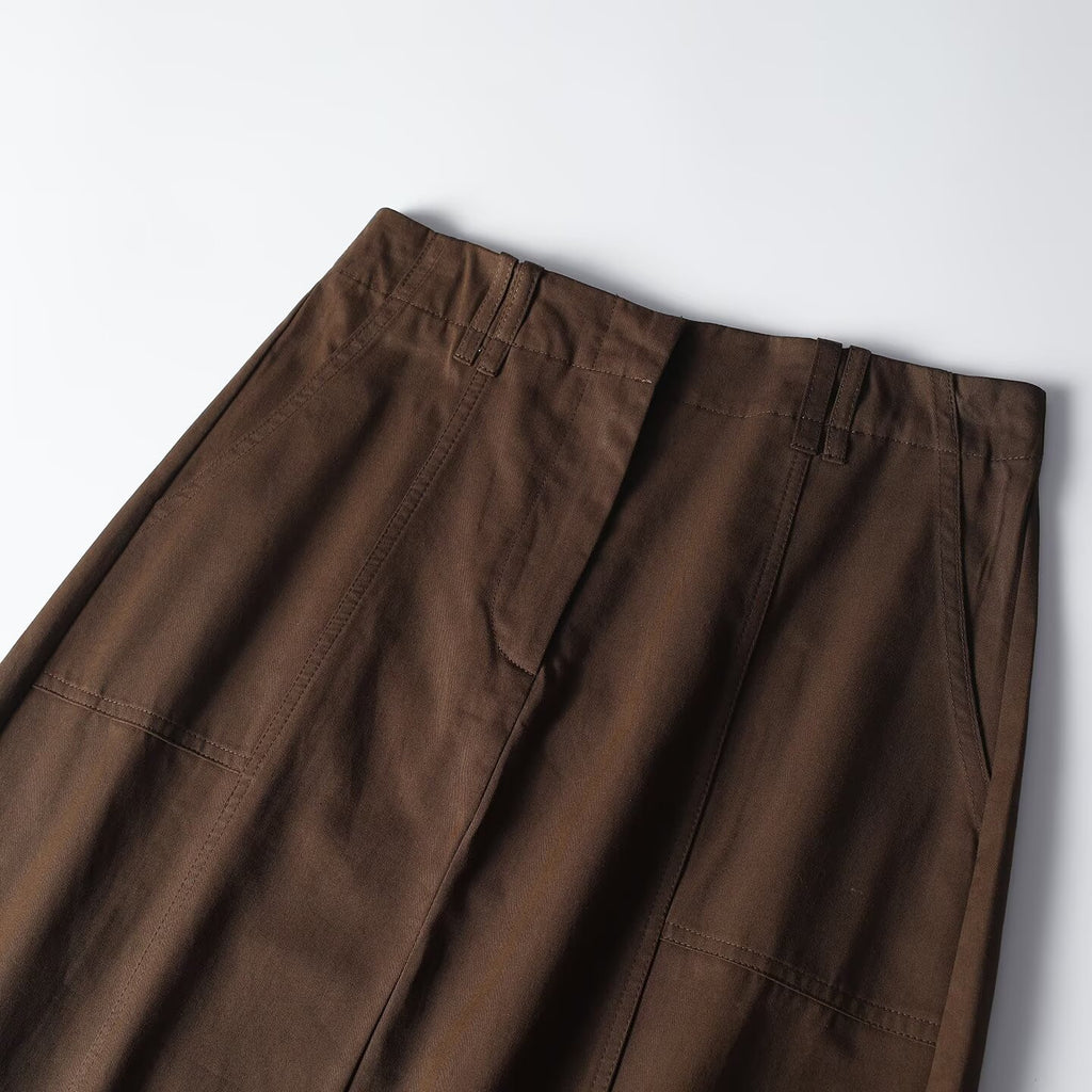 Women's retro casual versatile cotton MIDI skirt