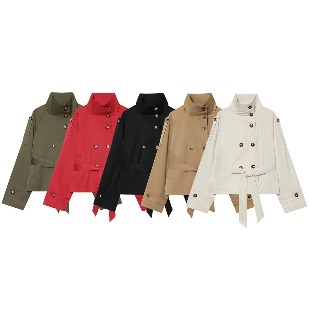 Women's double breasted lace up windbreaker Coat
