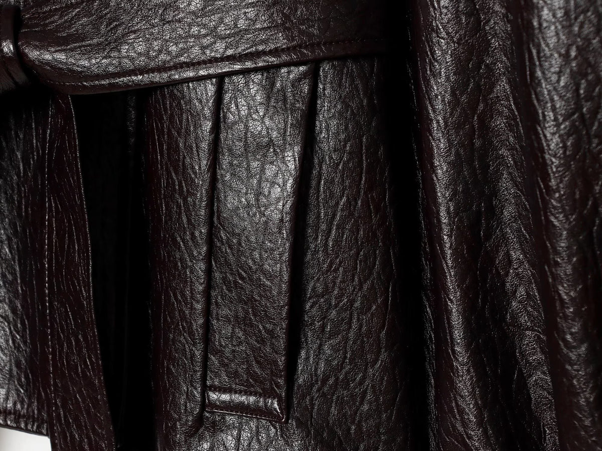 Women's with belt leather effect jacket Coat