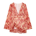 Women's V-neck printed ruffle mini dress