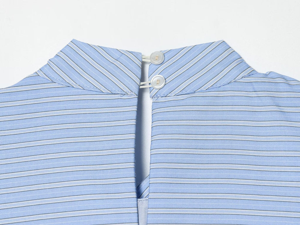 Women's bow decoration striped shirt