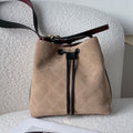 Women's new retro wide shoulder strap drawstring bucket bag