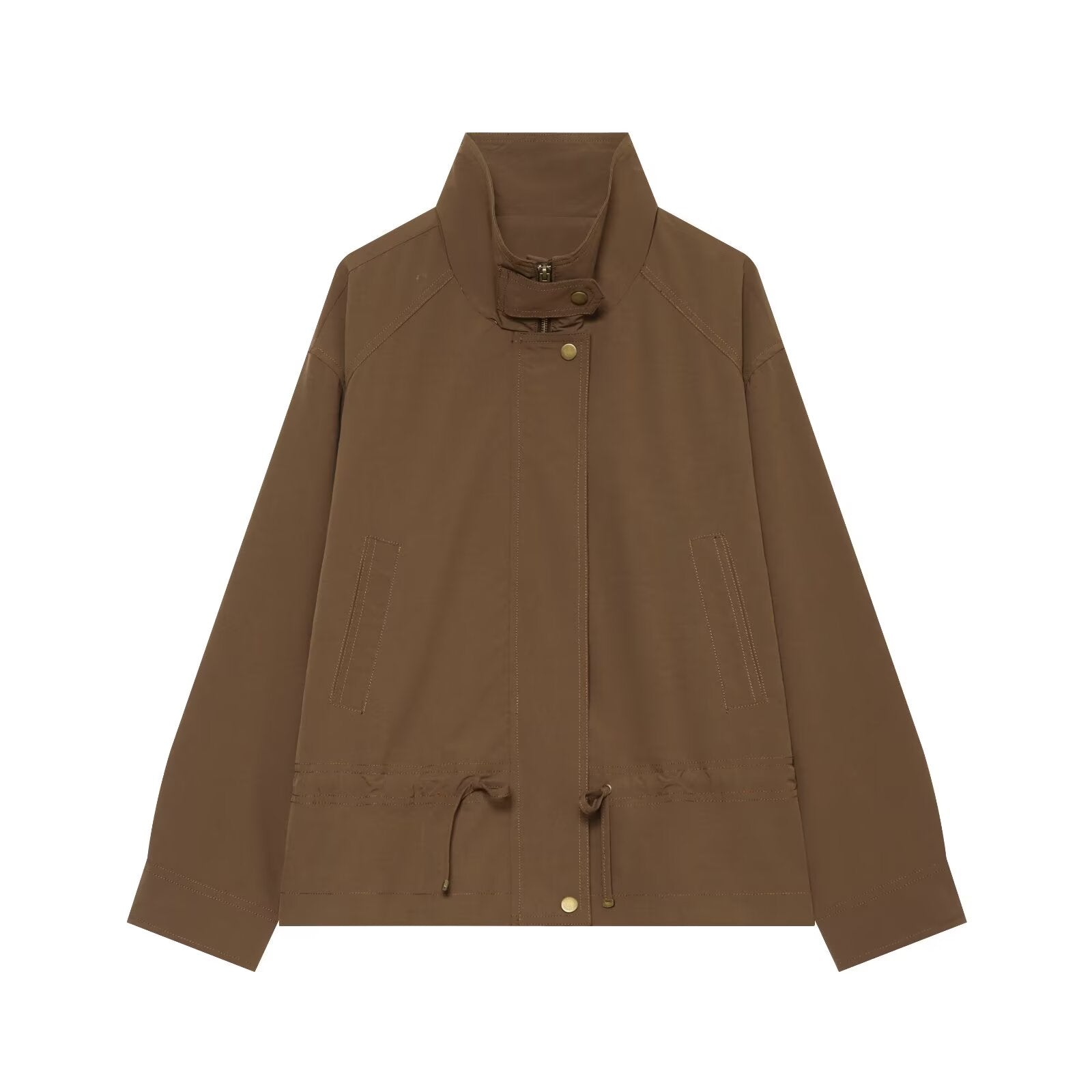 Women's with drawstring loose jacket windbreaker Coat