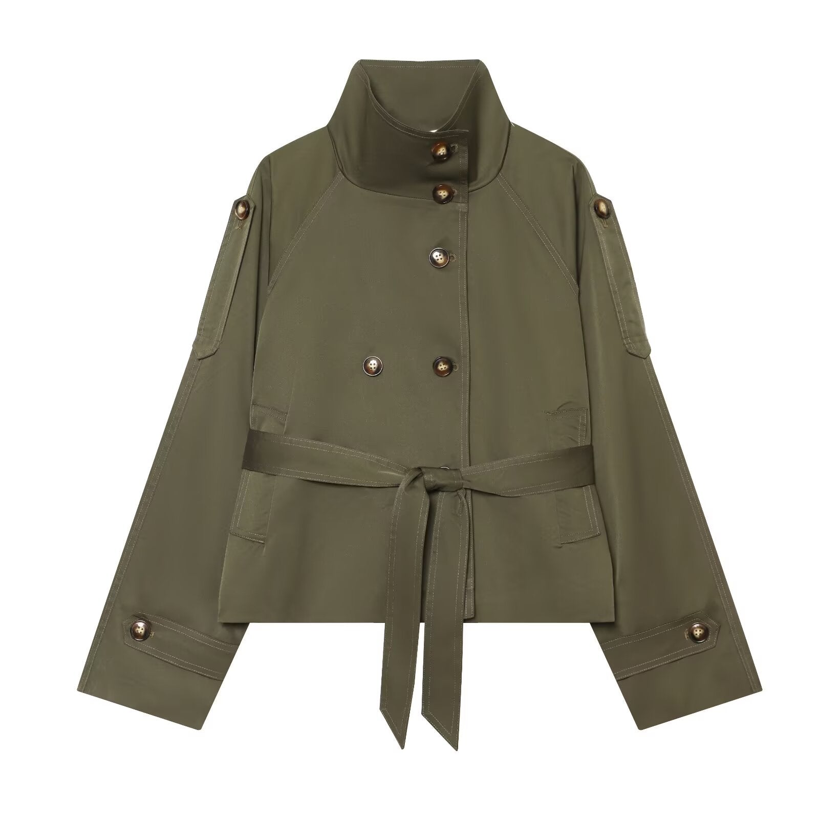 Women's double breasted lace up windbreaker Coat