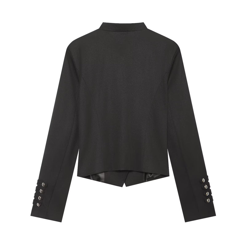 Women's slim stand collar double breasted jacket