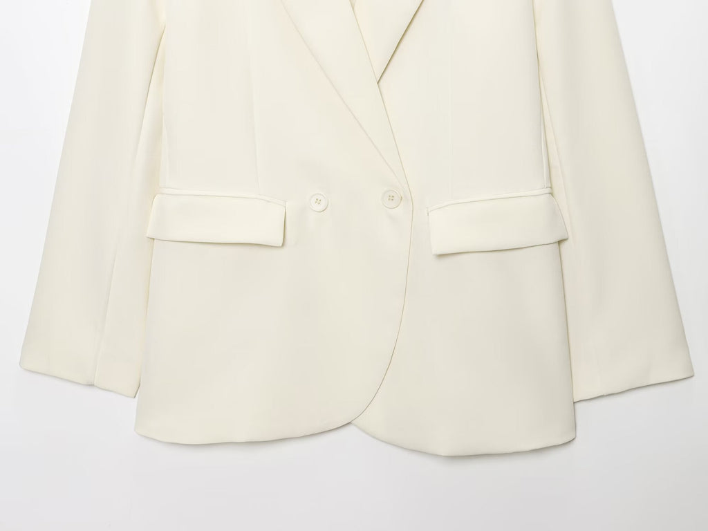 suit Women's 2 pieces loose double breasted Blazer Coat +Pants