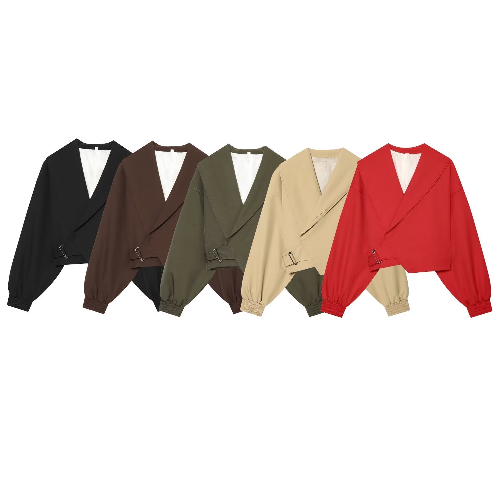 Women's buckle decoration casual short jacket