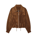 Women's suede textured drawstring short Coat