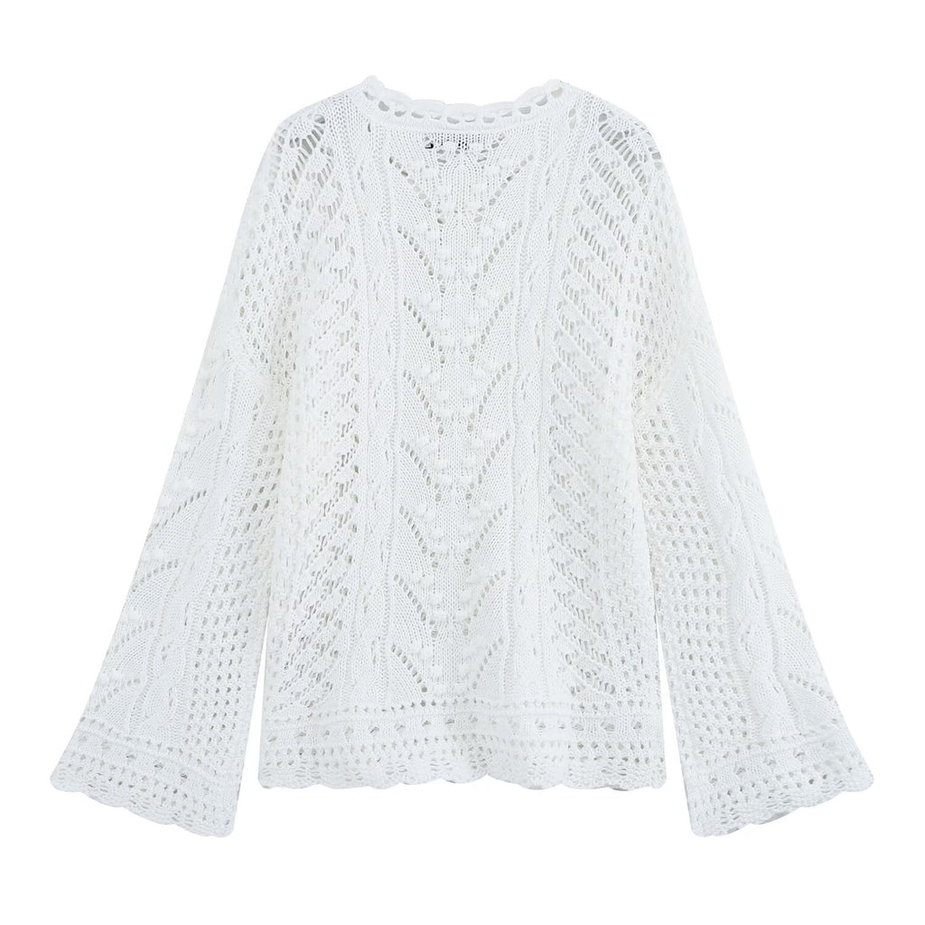 Women's hollow texture knitted sweater