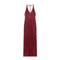 Women's pearl decoration hanging neck MIDI dress