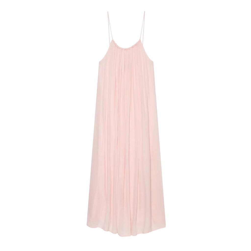 Women's fluffy gauze suspender MIDI dress