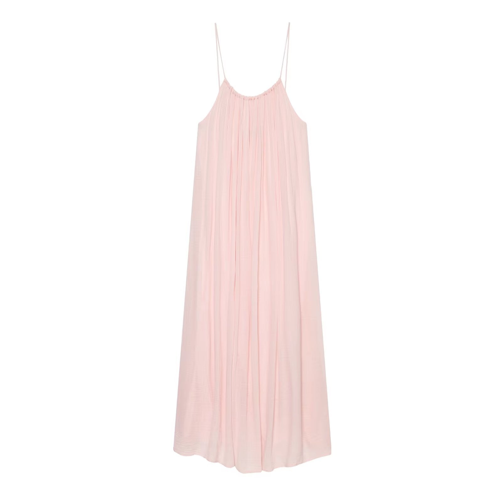Women's fluffy gauze suspender MIDI dress