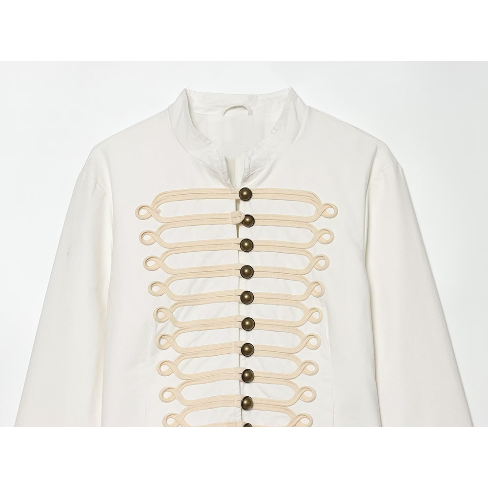 Women's rope knot decoration slim stand collar Coat