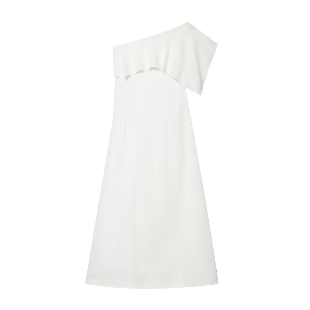 Women's linen blend asymmetrical dress