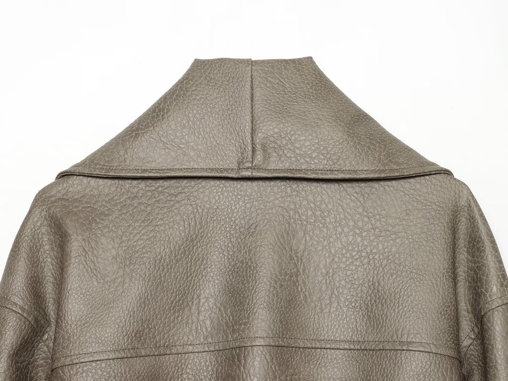 Women's leather effect casual jacket Coat
