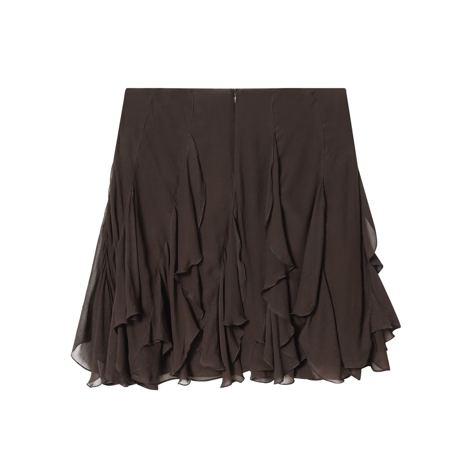 Women's asymmetrical ruffle edge draped mini skirt