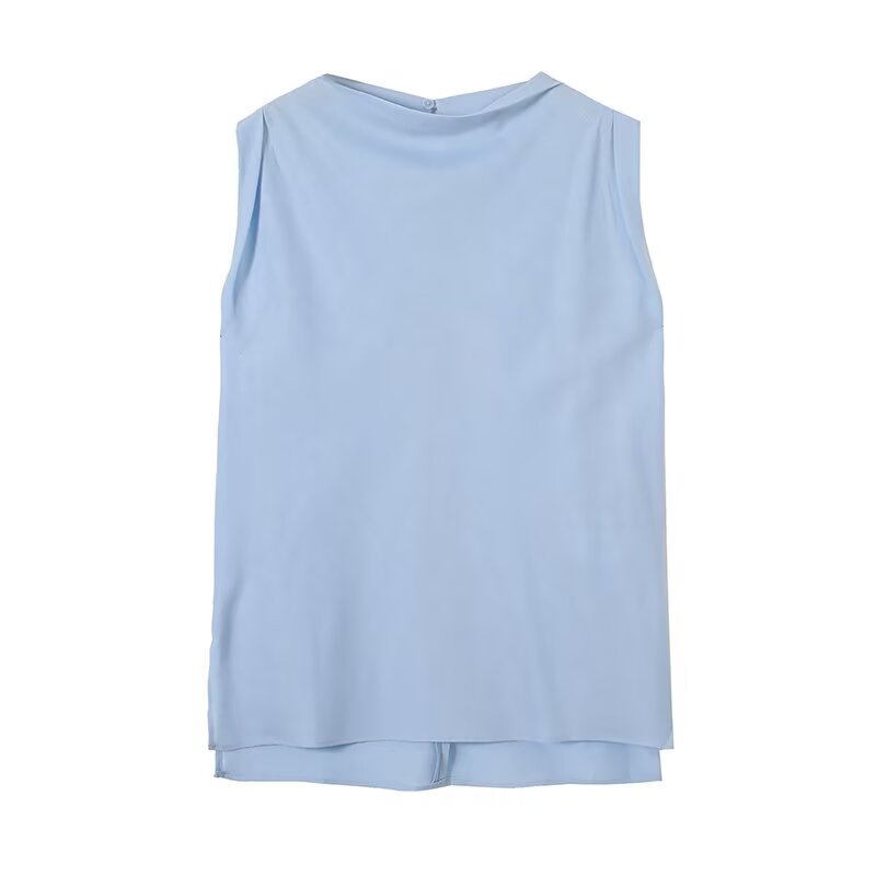 Women's pleated decorative linen blend top