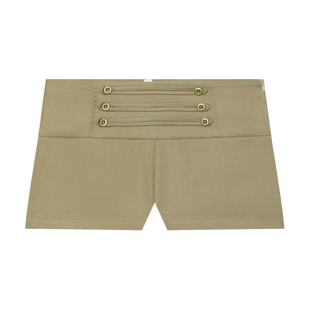 suit Women's 2 pieces buckle decoration short zipper vest+shorts